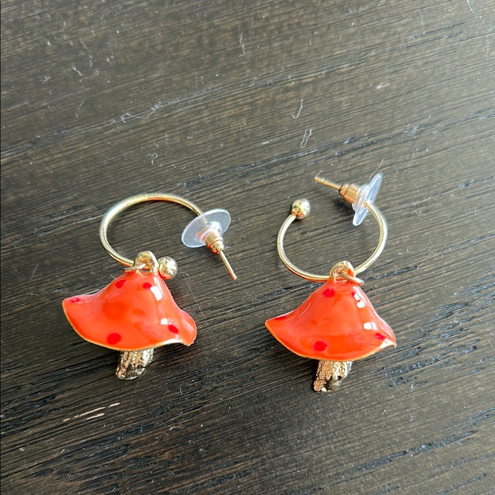 Orange Mushroom Earrings